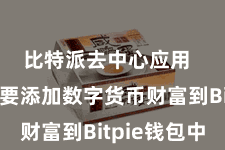 比特派去中心应用 咱们需要添加数字货币财富到Bitpie钱包中