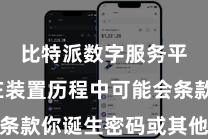 比特派数字服务平台  在装置历程中可能会条款你诞生密码或其他安全措施